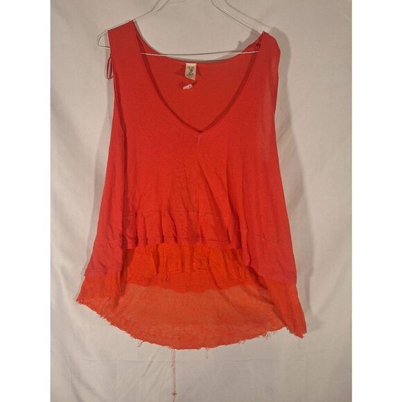We The‎ Free Free People Distressed V-Neck Layered Raw Hem Tank Top Size S NWOT - Picture 1 of 4